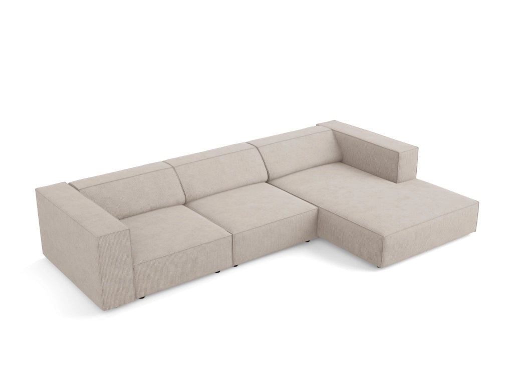 Cosmopolitan Design - Divano angolare destro "Arendal" 4 posti in ciniglia con effetto a coste beige scuro 