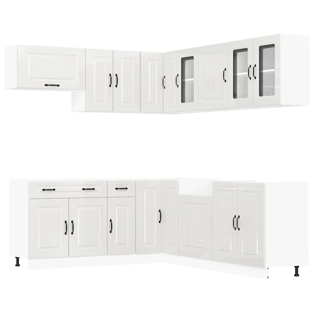 Set Mobili da Cucina 11 pz Kalmar Bianchi Lucido in Truciolato 3314913