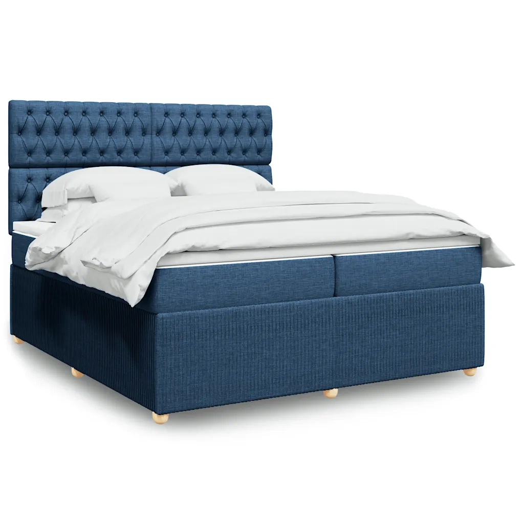 Giroletto a Molle con Materasso Blu 200x200 cm in Tessuto 3292176
