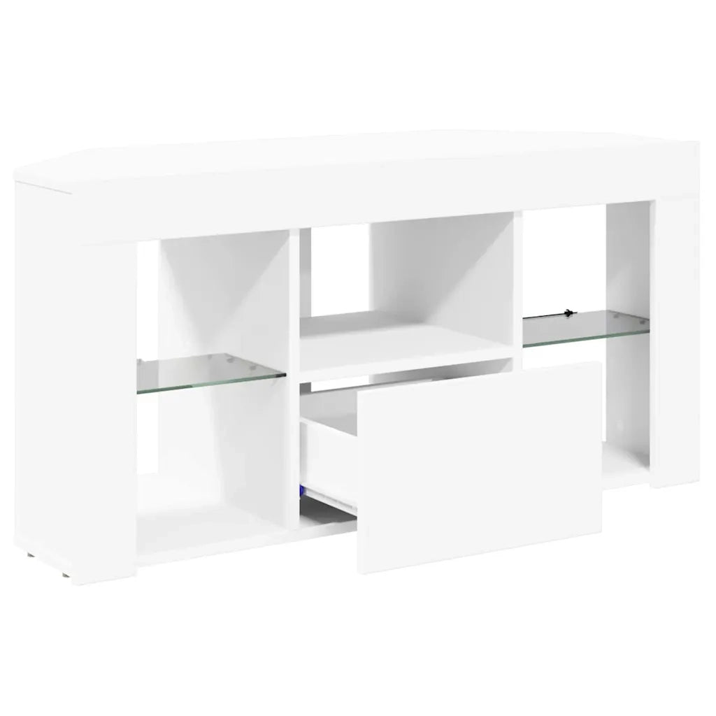 Mobile angolare moderno per TV LED con vano contenitore 100 x 40 x 50 cm legno composito bianco 02_0054698