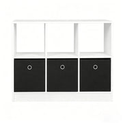 Libreria cubby 80x30x61 cm in legno bianco e nero con 3 cassetti
