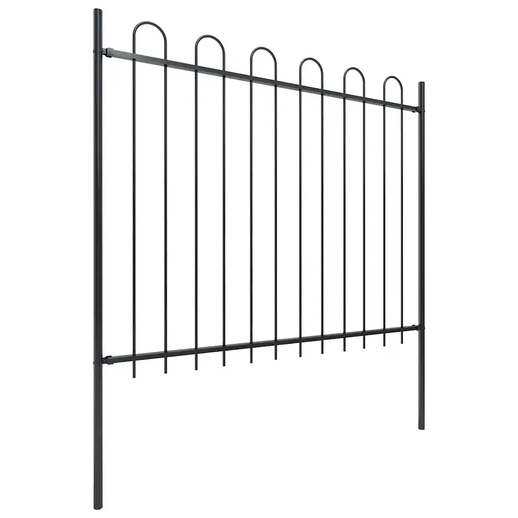 Recinzione da Giardino con Parte Superiore ad Anello in Acciaio 504x150 cm Nera 277676