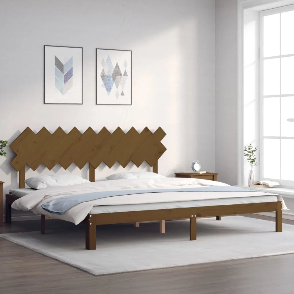 Giroletto con Testiera ambra 200x200 cm in Legno Massello 3193749