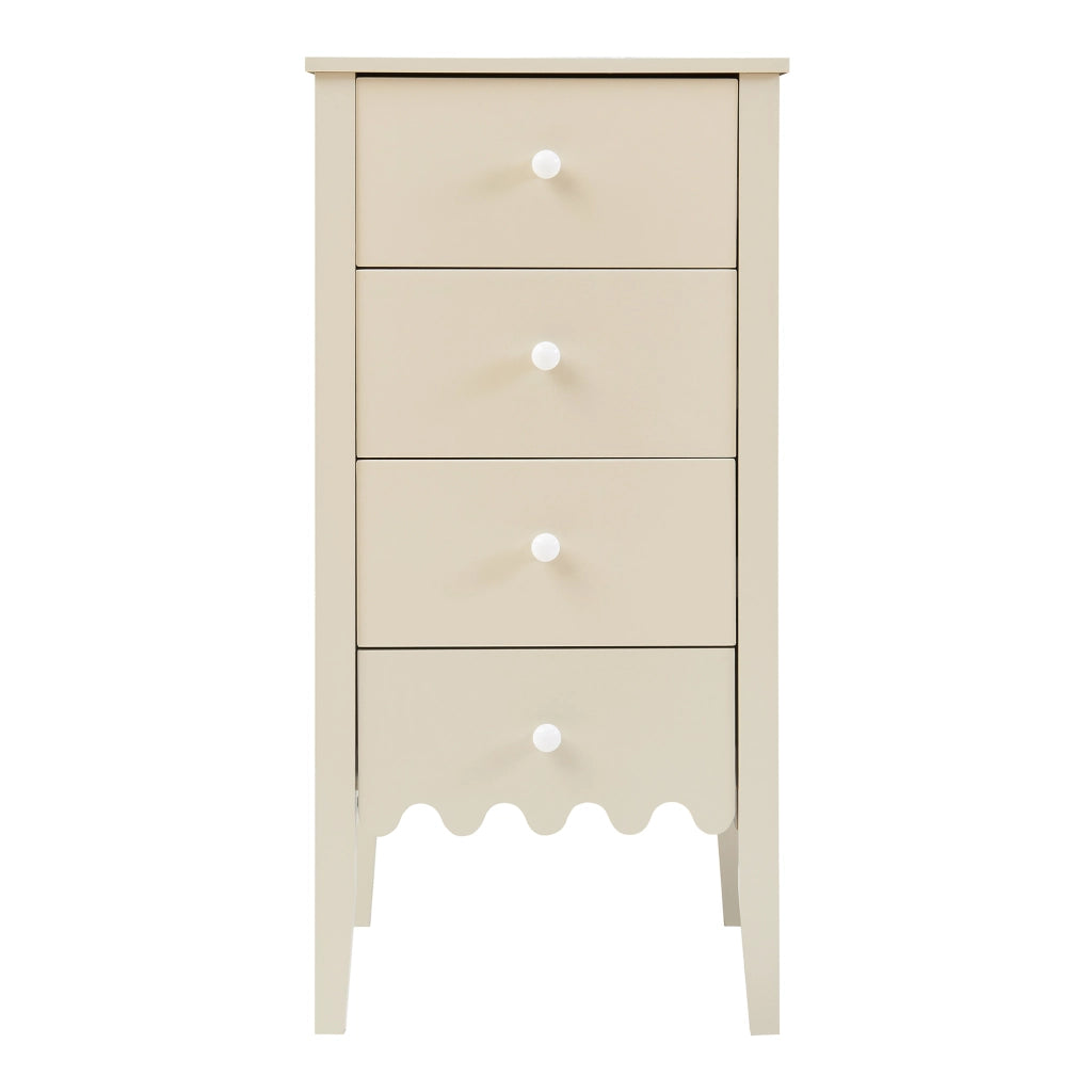 Cassettiera Luspoo Mobile Contenitore a 4 Cassetti 82 x 40 x 40 cm - Bianco Crema [en.casa]