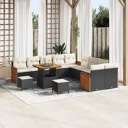 Set di SofÃ  da Giardino  13 Pezzi con Cuscini Nero Polyrattan Acacia