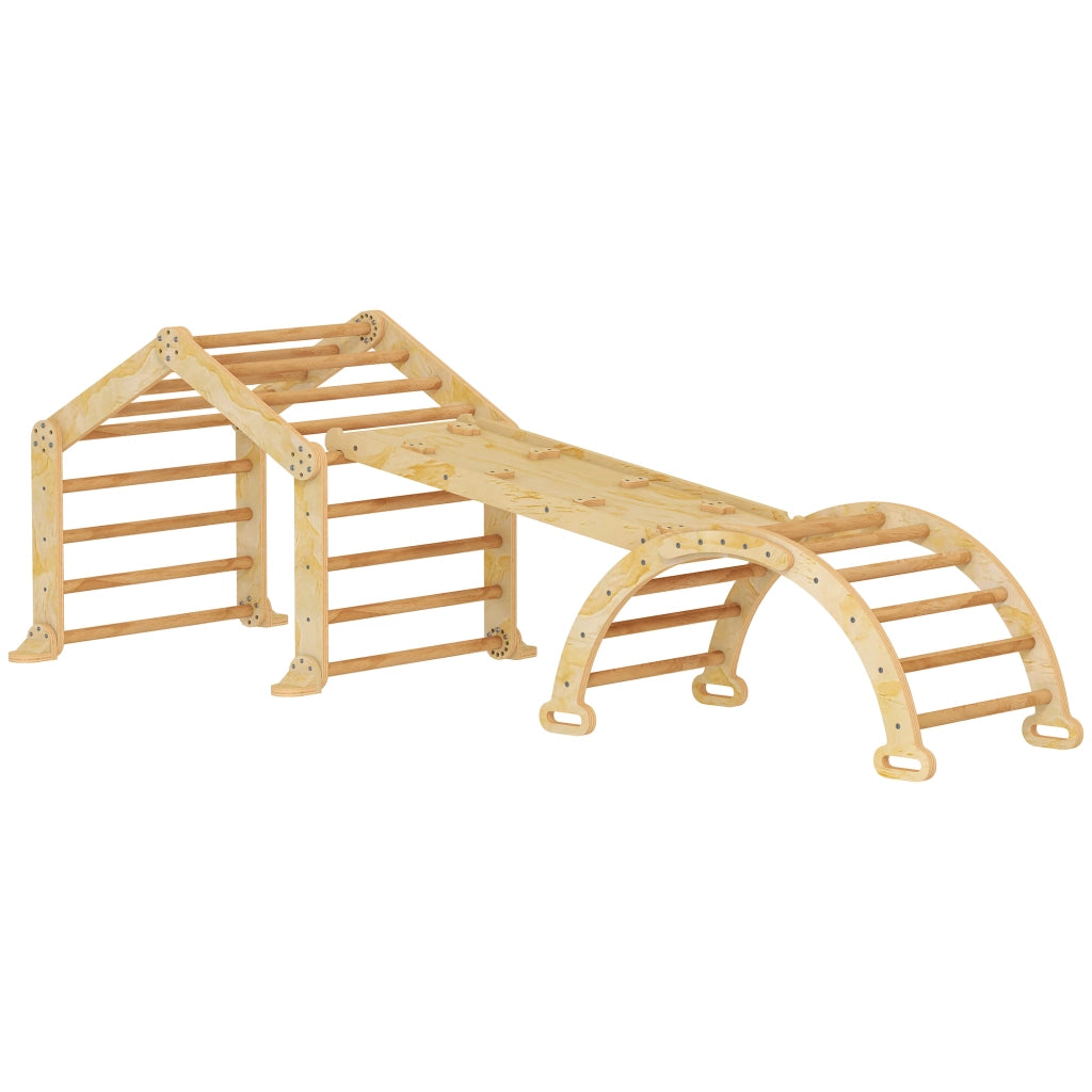 Casetta con Scivolo e Scaletta per Bambini ¨C zephmum ¨C Legno Naturale 90x140x120