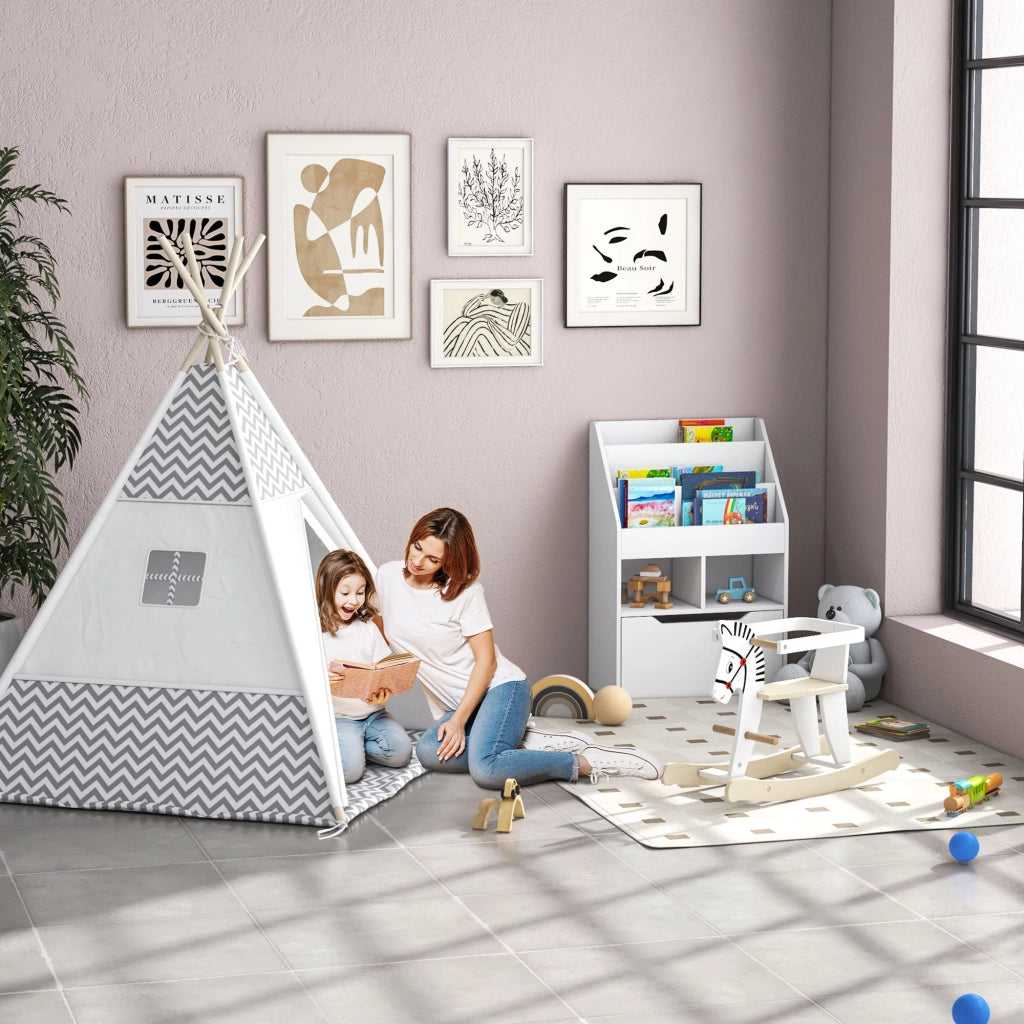 Tenda da gioco per bambini teepee indiano ¨C zephmum ¨C grigio bianco 120x120x155 cm
