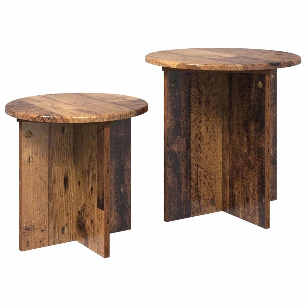 Set tavolini 2 pz Legno antico Ø 45 x 45 cm 8001017