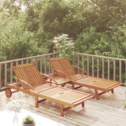 Set Lettino Prendisole con Tavolo 2 pz Legno di Massello Acacia  cod mxl 17718