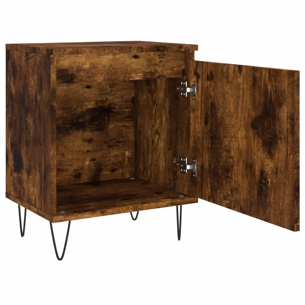 Comodino Rovere Fumo 40x30x50 cm in Legno Multistrato 826838