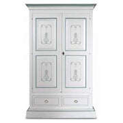Armadio in legno Shabby chic bianco decorazione filo azzurro