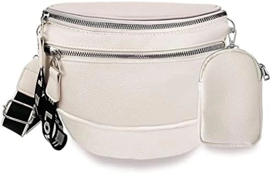 Borsa da Spalla per Donna con Cinturino Ampio - Pelle Vegan - Borsa da Spalla/Crossbody - Leggera - 3 Compartimenti - Stile e Funzionale