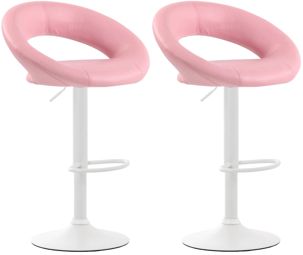 Set di 2 sgabelli da bar Olinda in finta pelle rosa,bianco