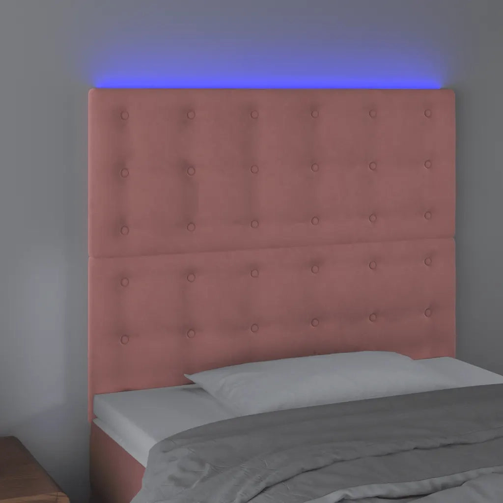 Testiera | Testata a LED Rosa 80x5x118/128 cm in Velluto