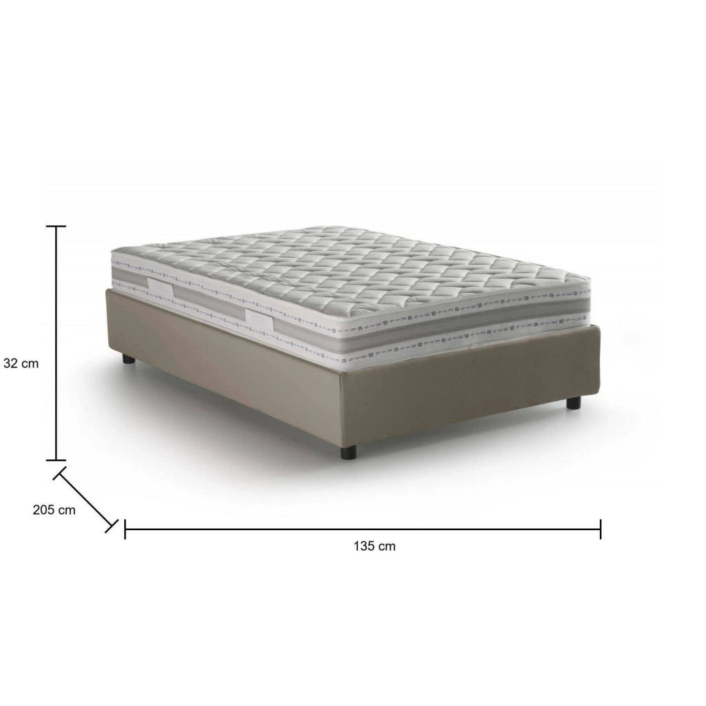 Atar, Letto Piazza e Mezza Materasso Incluso Made in Italy, Grigio Tortora