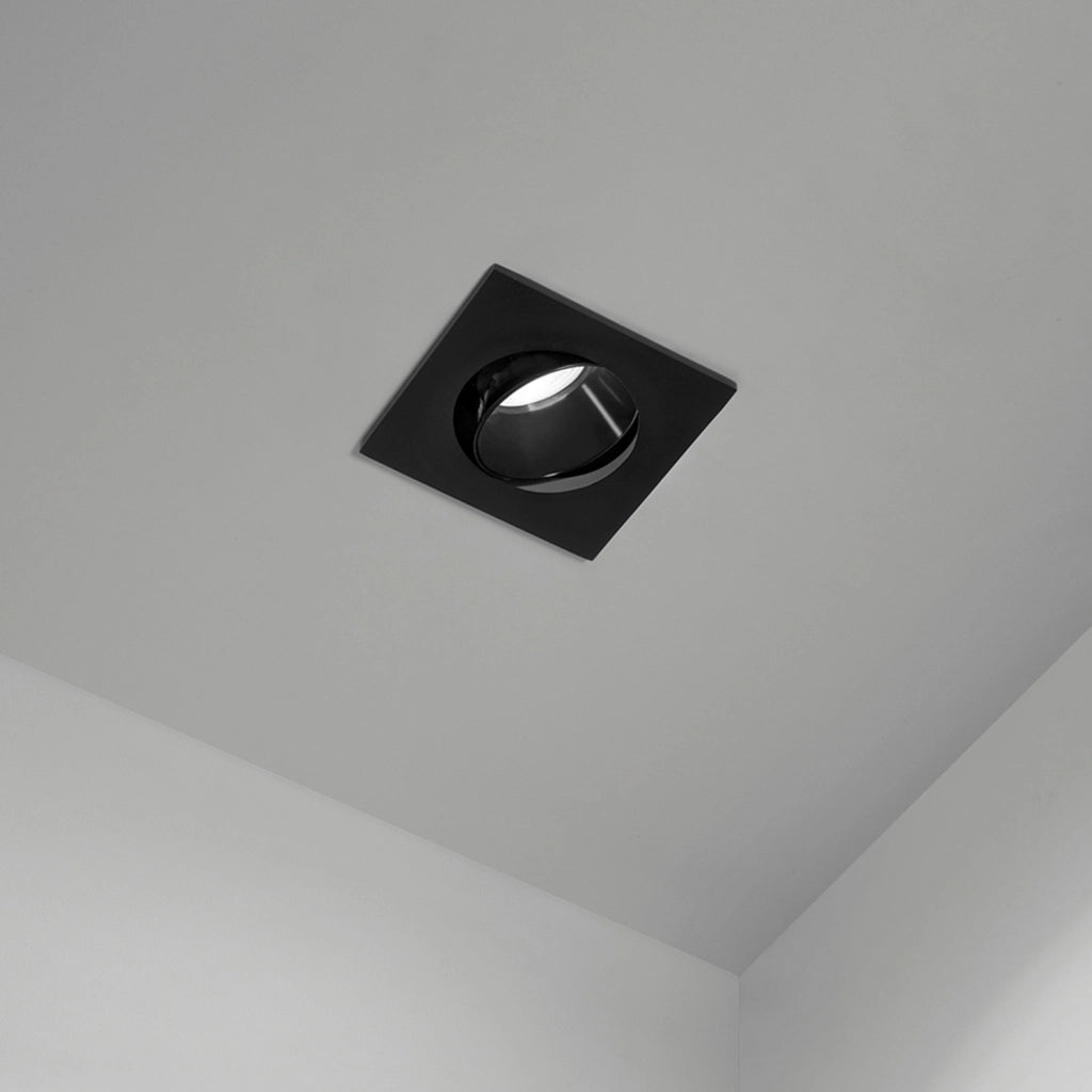 Faretto Incasso Moderno Oasis Metallo Nero 1 Luce Gu10 Orientabile Ip20