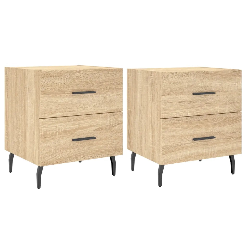 Comodini 2 pz-Set di 2 Tavolino da notte Rovere Sonoma 40x35x47,5 cm in Legno Multistrato 831543
