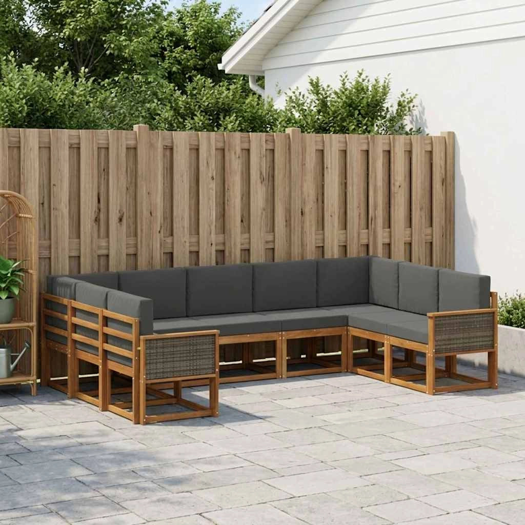 Set di divani da esterno 9 pz Naturale e Antracite 3385528