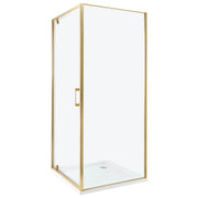Box Doccia Vetro Temperato dorato Cornice Alluminio Anta Singola Quadrata 80 x 80 x 185 cm