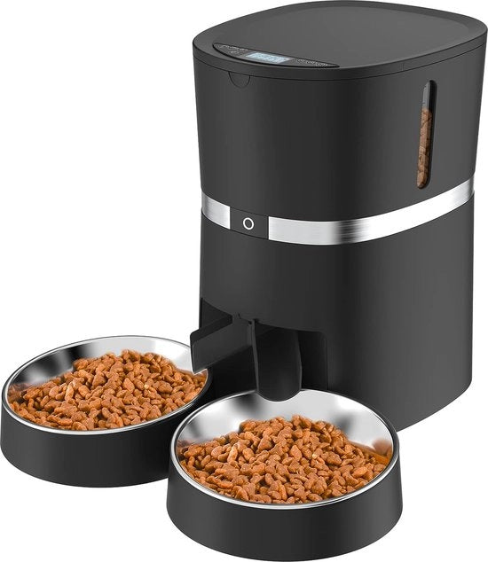 Automatizzatore Cibo per Gatti - Programmabile Schema Alimentare - Adatto a Diversi Tipi di Cibo - Progettazione Silenziosa - Facile da Pulire - Incluso Supporto Cibo e Distributore