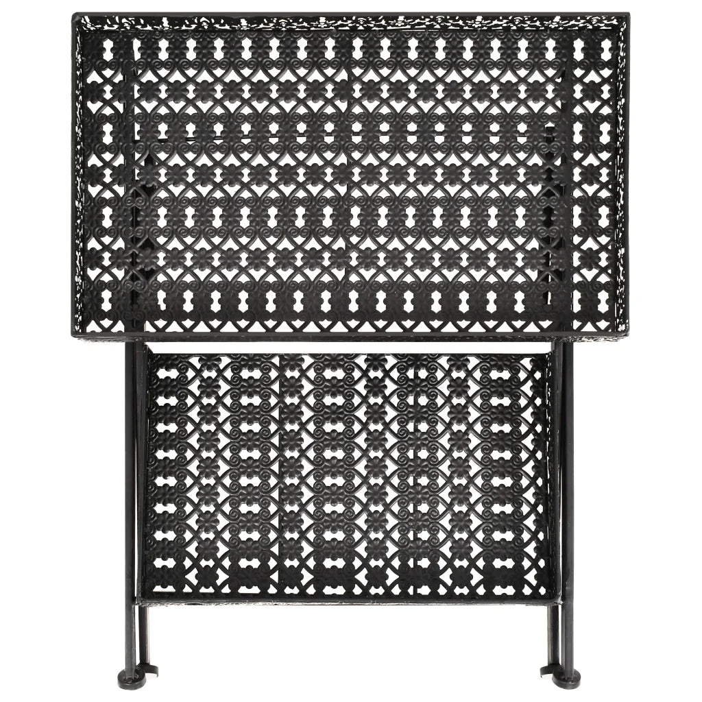 Tavolo da TÃ¨ Pieghevole Vintage Metallo 58x35x72 cm Nero