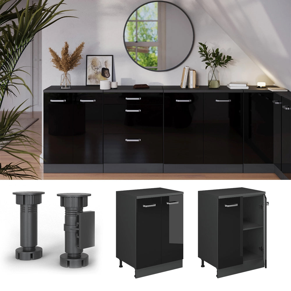 Mobile per mansarda Rion Nero lucido/Antracite 60 x 83.8 cm senza inclinazione con 2 ante Vicco