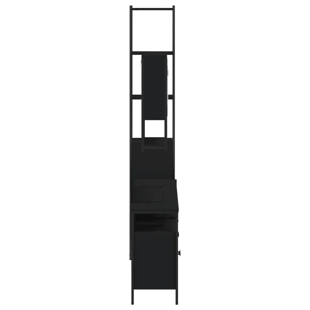 Set Mobili da Bagno 4 pz Nero in Legno Multistrato