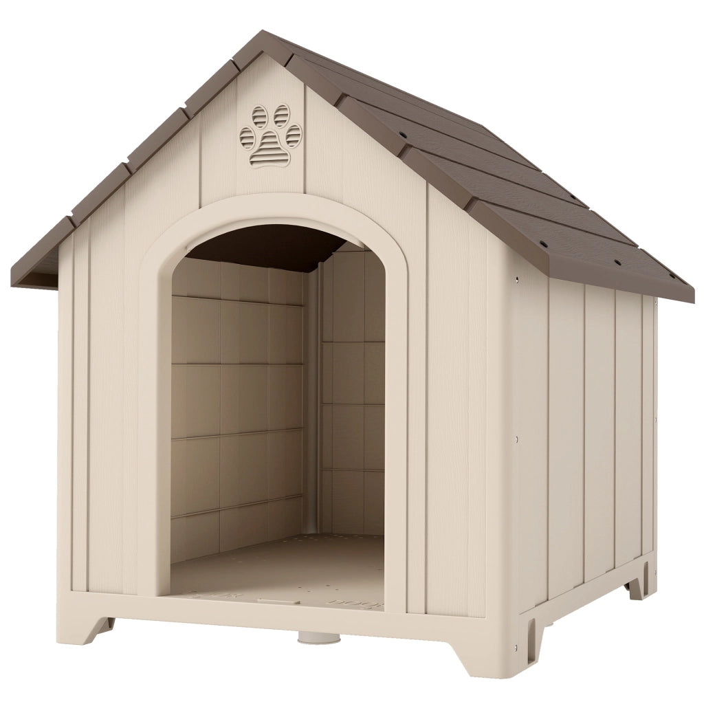 Cuccia per Cani Rialzata con Tetto ¨C Minimal ¨C PP, 102x94x103 cm, Beige e Marrone Scuro