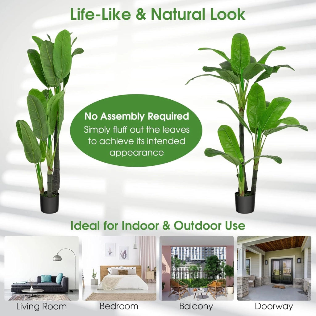 Pianta Artificiale 150cm, Palma Tropicale con Vaso in Cemento, Monstera Serpente con 18 Foglie, Decorazione Verde Artificiale per Casa e Ufficio