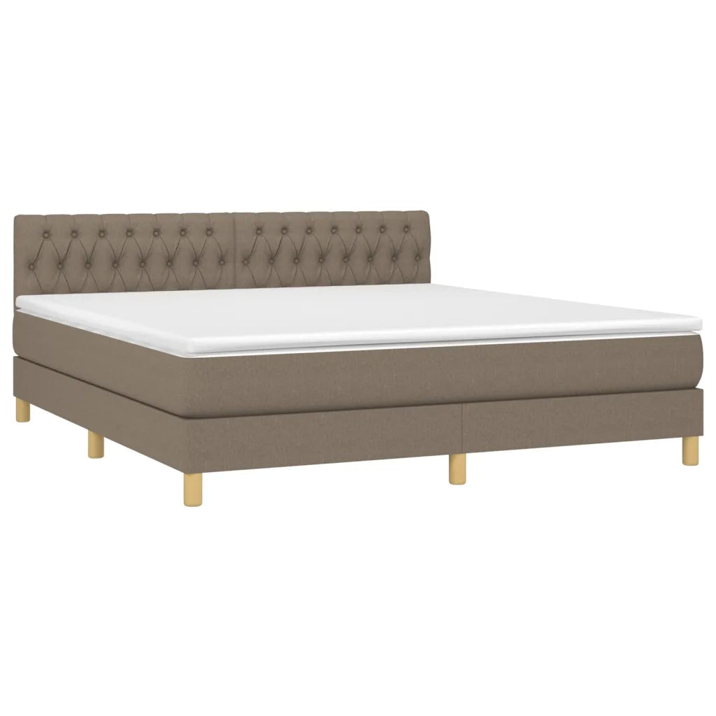 Letto a Molle con Materasso e LED Tortora 180x200 cm in Tessuto 3133977