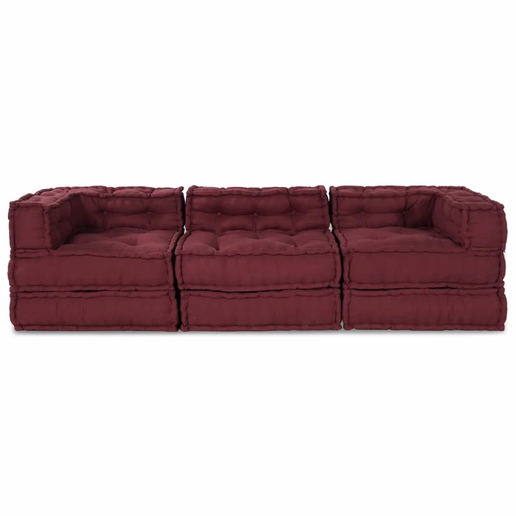 Unità di Divano Modulare 3 pcs Bordeaux Tessuto