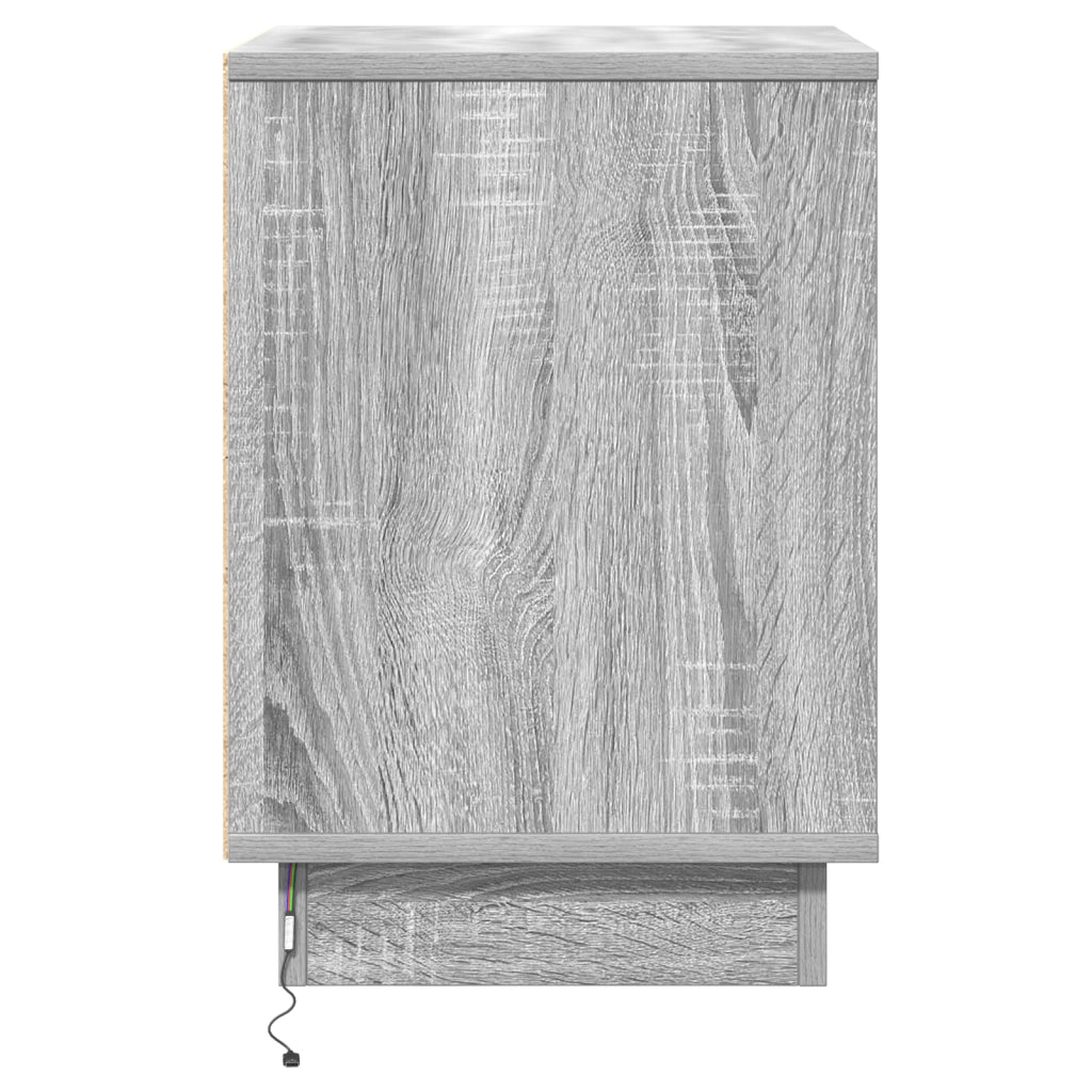 Comodini con luci LED 2 pcs Grigio Sonoma 39x34.5x50 cm