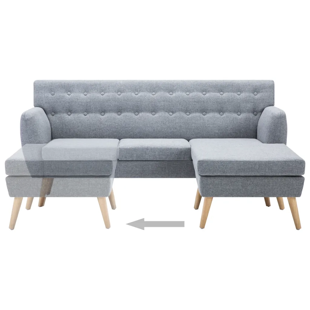 Divano a L Rivestito in Tessuto 171,5x138x81,5 cm Grigio Chiaro 247024
