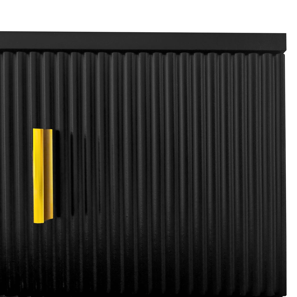 Credenza con 2 Ante e 2 Cassetti; Ripiani Regolabili e Push-to-open; Stile Moderno; in Pannello Truciolare; 83×35×101 cm; Nero