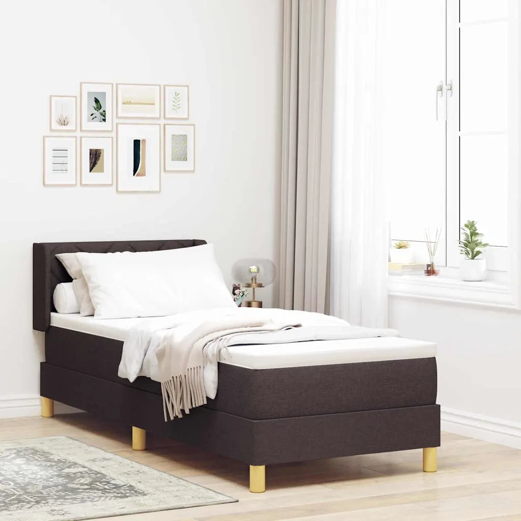 Letto a molle con materasso Marrone Scuro 200 x 80 cm Tessuto 3341324