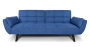 Divano letto clic clac in tessuto vellutato blu piede nero - divano 3 posti - Ambra - DL-AM07FBC-PLN