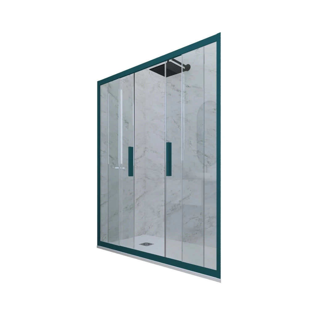 Porta doccia scorrevole 170 CM H 200 Vetro Trasparente Profilo Verde night watch mod. Glam