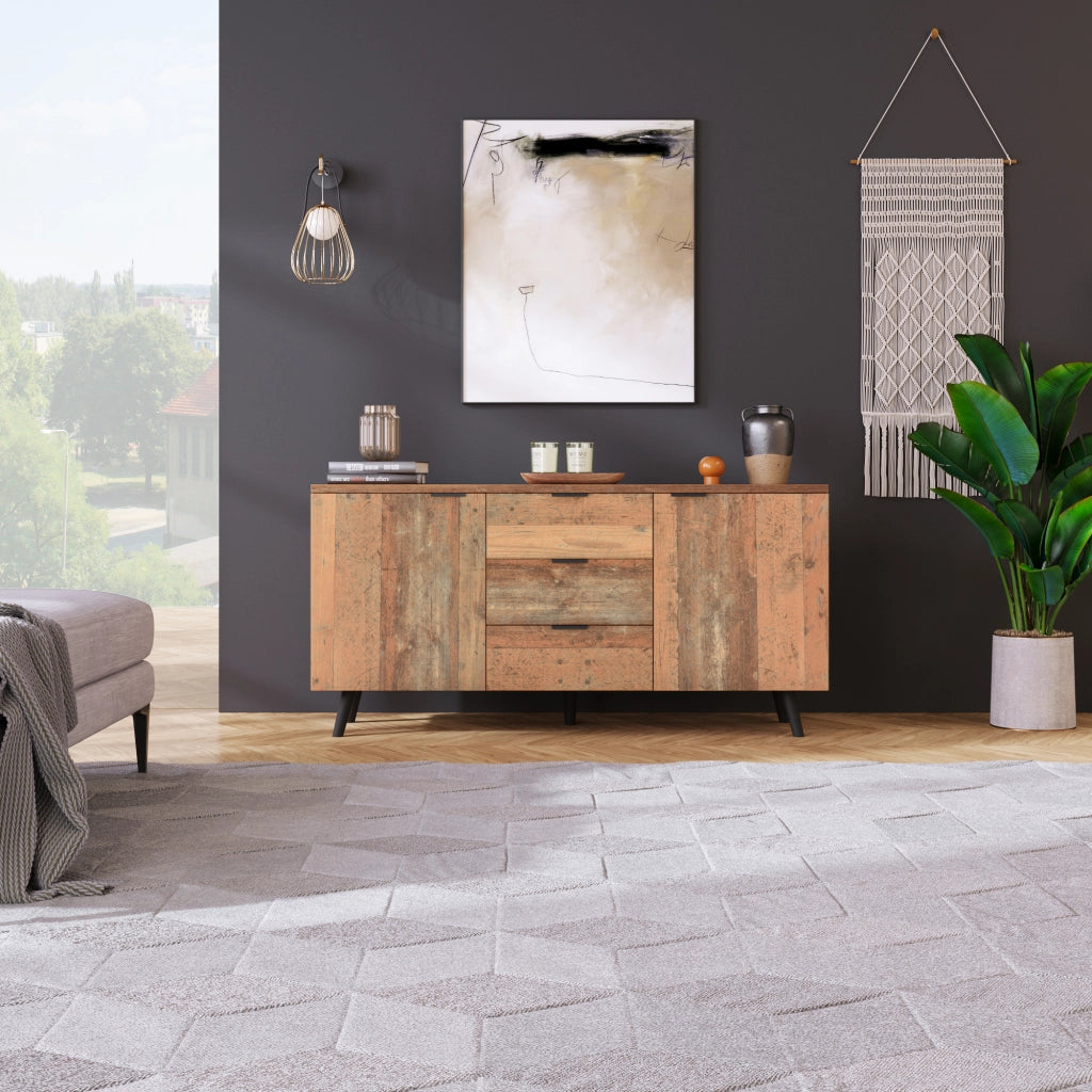 MOBILE TV con 3 cassetti e ripiani regolabili 140x35x70 cm marrone antico