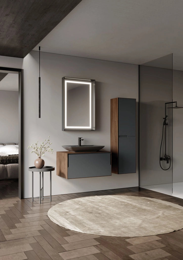 Mobile lavabo "Craft 80" - 80 x 50 x 40 cm - Noce / Antracite