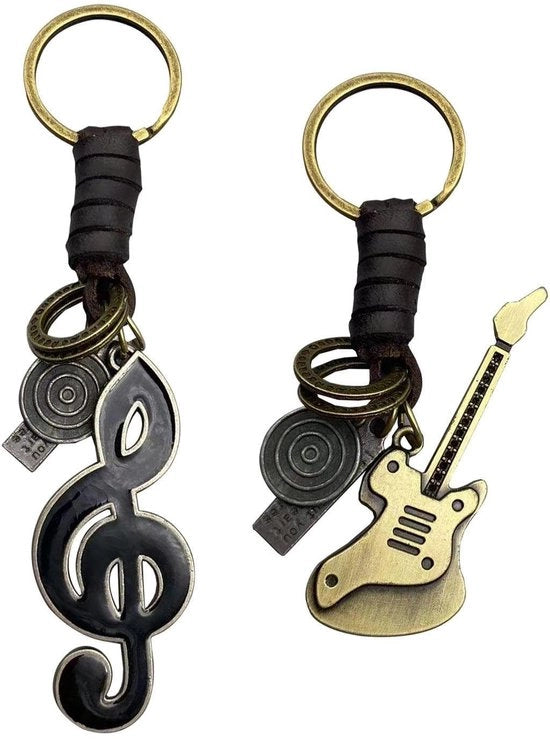 Sostegno per Chiavi Retro - 2 Pezzi - Cinturino in Pelle - Accessori Musicali - Decorativi - Sostegno per Chiavi Robusto - Bronzo - Anello per Chiave