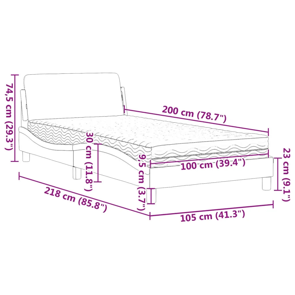 Letto con Materasso Blu 100x200 cm in Tessuto