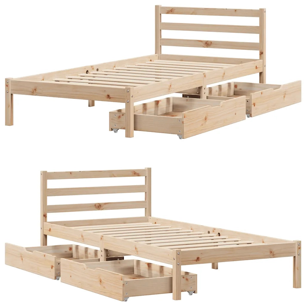 Letto senza Materasso-Struttura Letto 90x190 cm in Legno Massello di Pino 609291