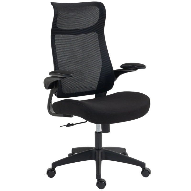 Sedia da ufficio ergonomica con braccioli regolabili, schienale in rete traspirante, poggiatesta e reclinazione nera