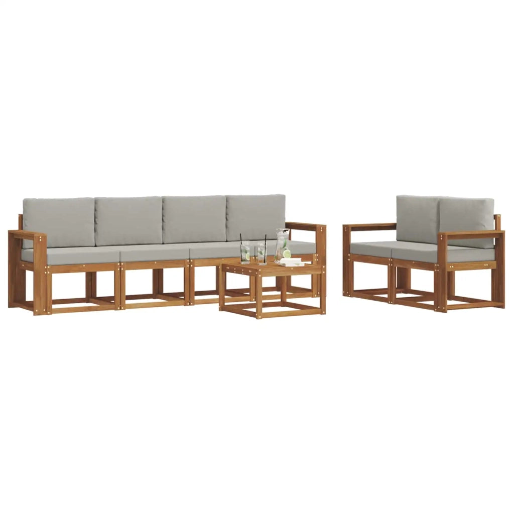 Set di divani da esterno 7 pcs Grigio Naturale e Chiaro 3366049