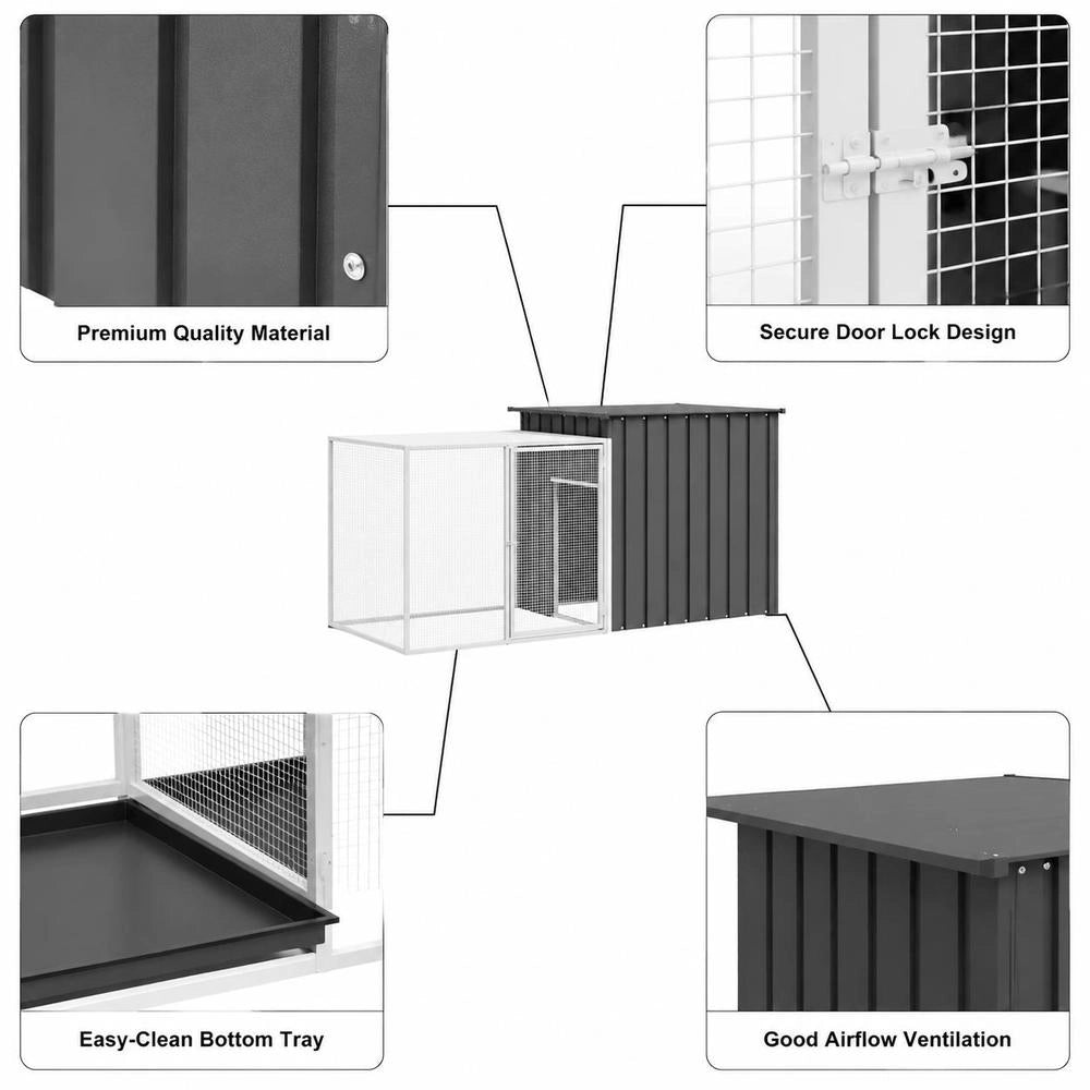 Rabbit Cage, Anthracite, 200x91x100 Cm, Galvanized Steel