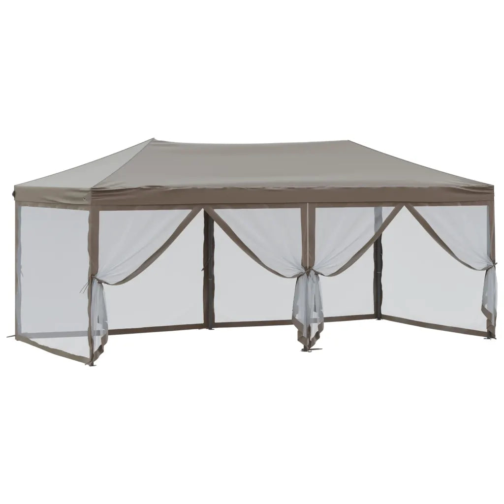 Tenda per Feste Pieghevole con Pareti Laterali-Tenda Gazebo Tortora 3x6 m 782785