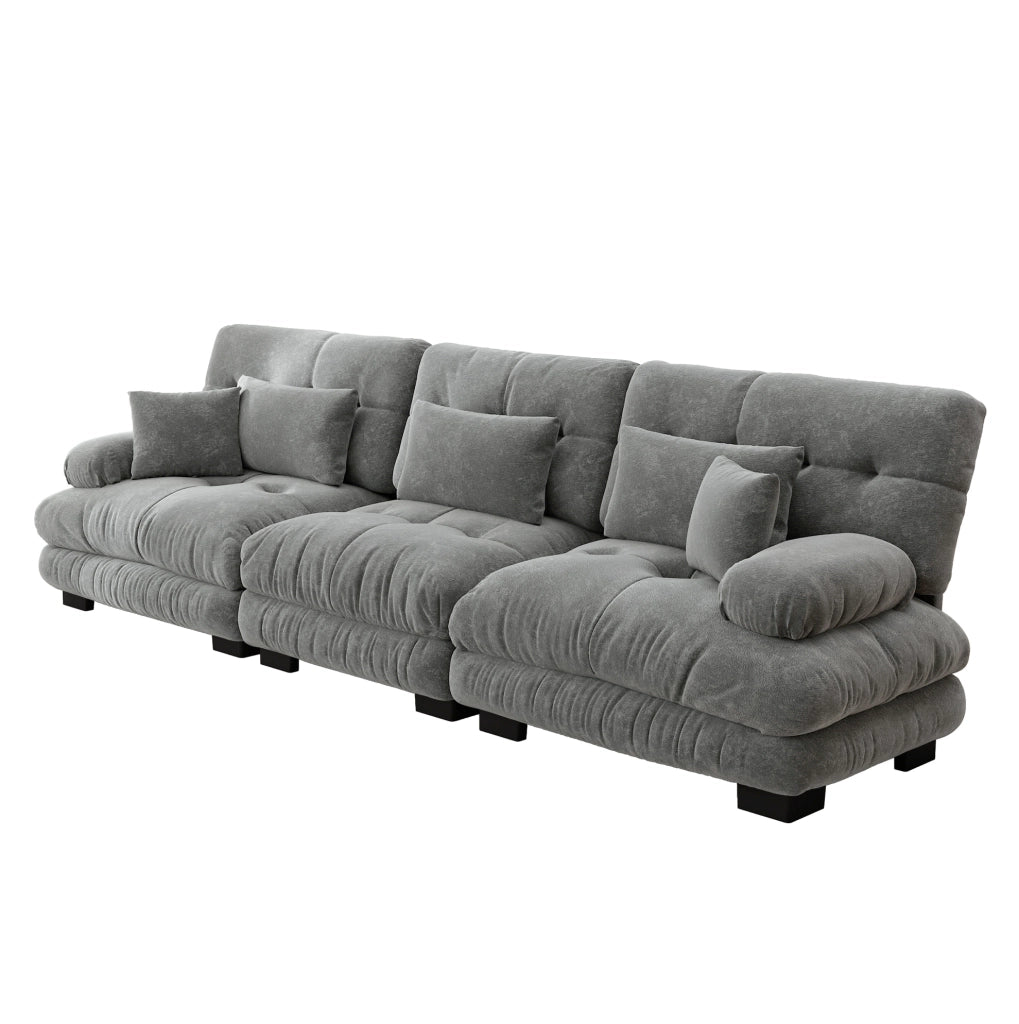 Divano modulare in chenille grigio con seduta profonda e imbottitura elastica HOMVRA
