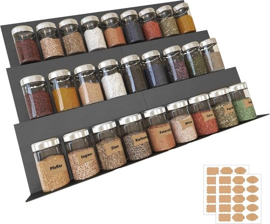Kruidenrek con Caricamento e Larghezza Adattabile per Spezie, Disegno Estensibile e Robusto, Adatto per 6 Ciotole