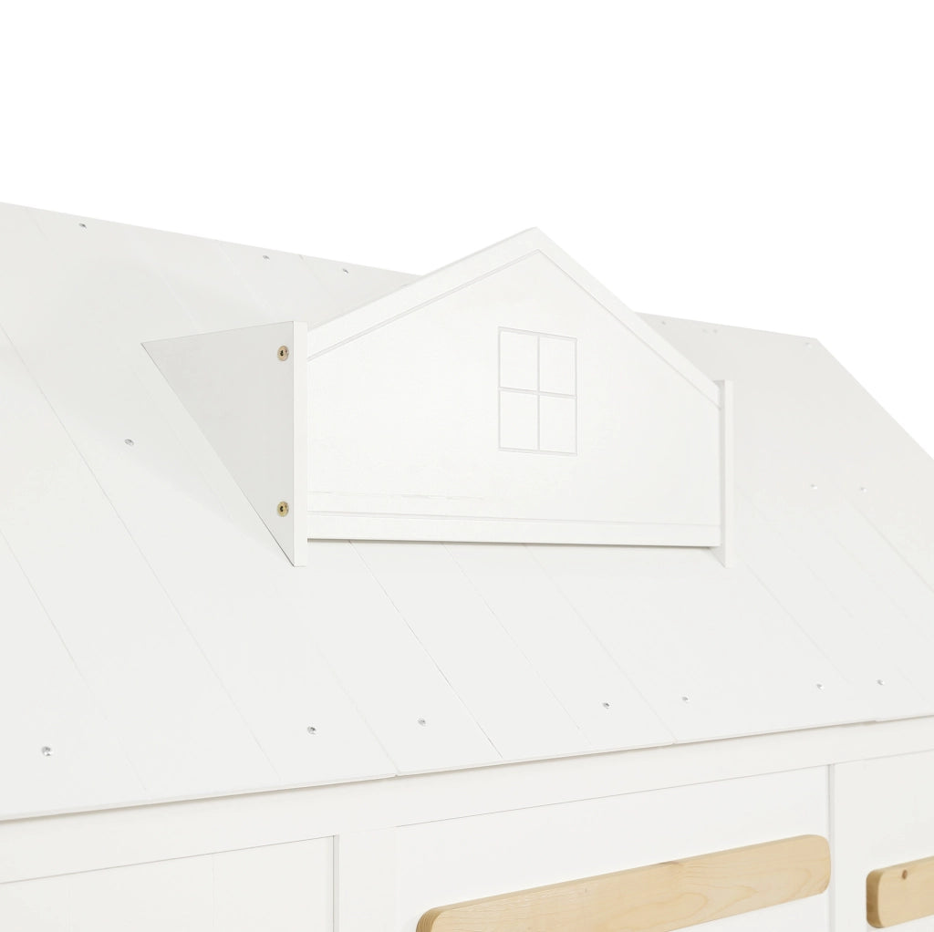 Letto a soppalco per bambini bianco 90x200 cm con libreria integrata