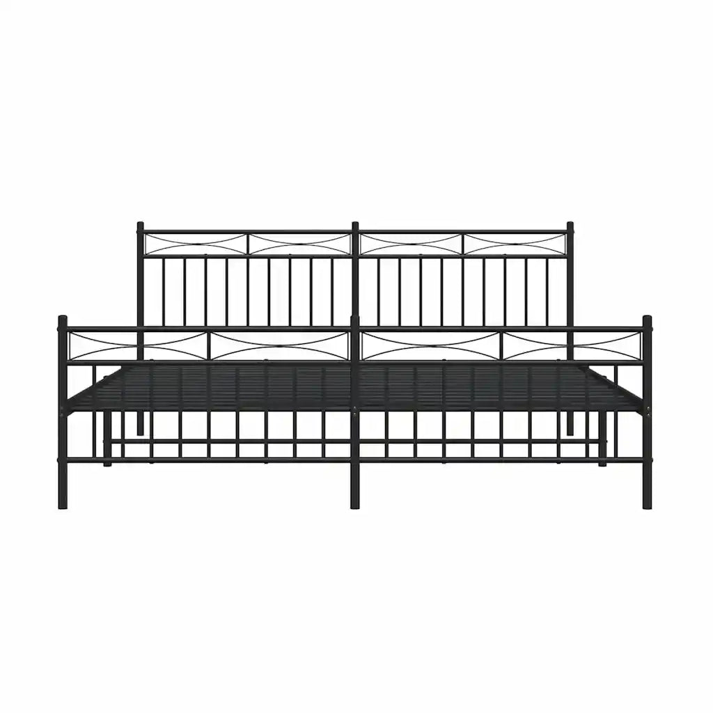Giroletto con Testiera e Pediera Metallo Nero 183x213 cm 373714